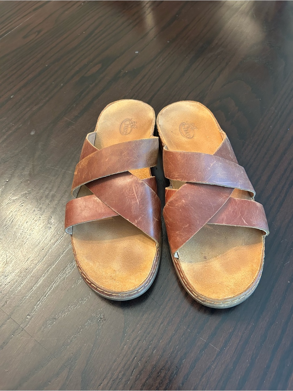 Chaco Women's Brown Leather Slide Sandals Slip On US 9 UK 7 EU 40